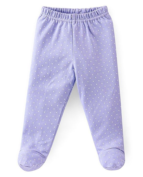 Babyhug Cotton Footed Bootie Leggings Striped & Floral Print Pack of 3 - White Purple & Pink
