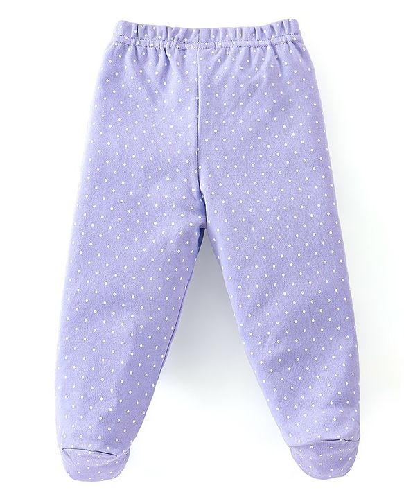 Babyhug Cotton Footed Bootie Leggings Striped & Floral Print Pack of 3 - White Purple & Pink