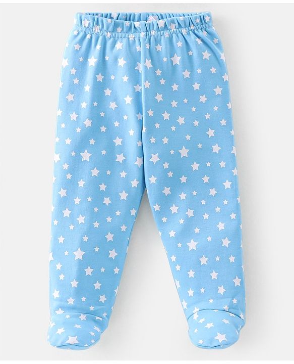 Babyhug Cotton Knit Footed Bootie Leggings Space Printed Pack of 3  - Blue & Orange