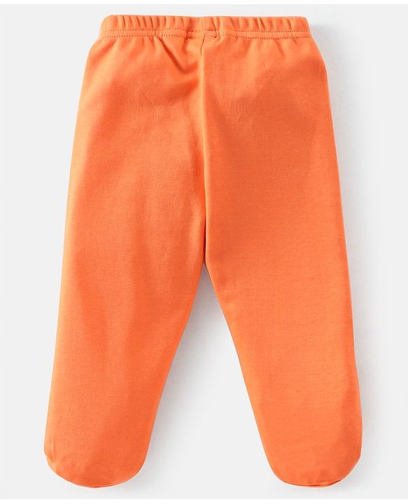 Babyhug Cotton Knit Footed Bootie Leggings Space Printed Pack of 3  - Blue & Orange