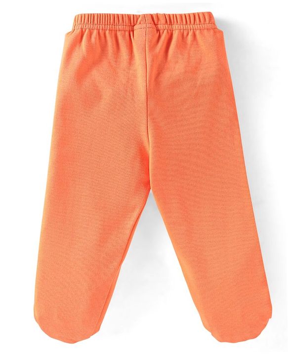 Babyhug Cotton Footed Bootie Leggings Striped & Panda Print Pack of 3 - White Blue & Orange