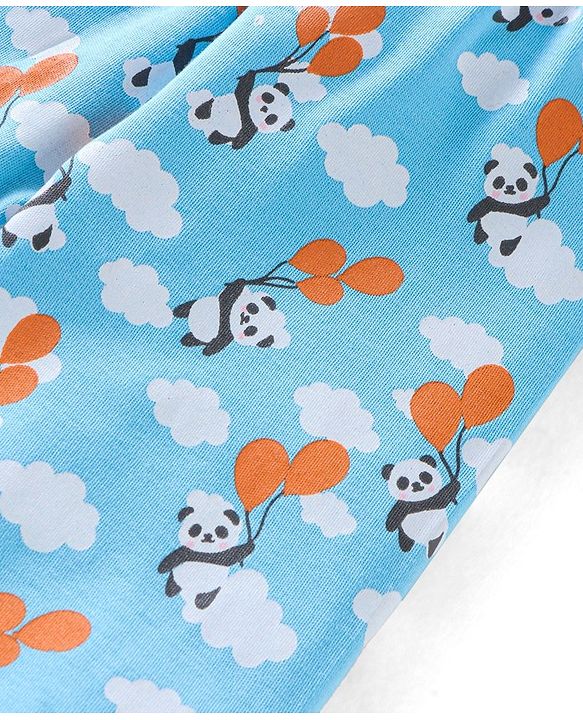Babyhug Cotton Footed Bootie Leggings Striped & Panda Print Pack of 3 - White Blue & Orange