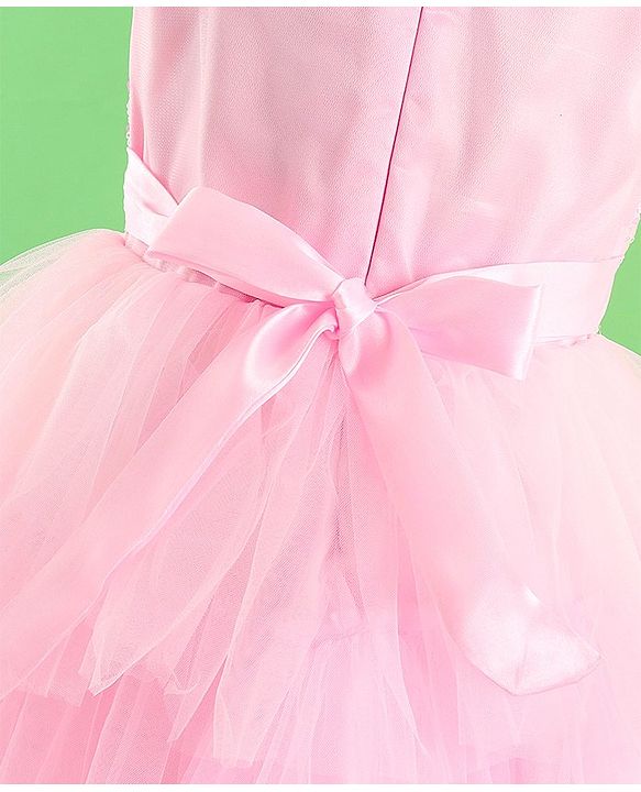 Pine Kids Sleeveless Party Wear Flared Frock with Sequence Detailing - Pink