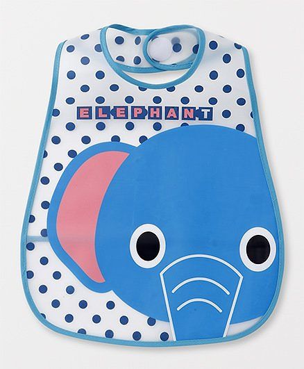 Babyhug Bibs Waterproof Elephant Print - Blue