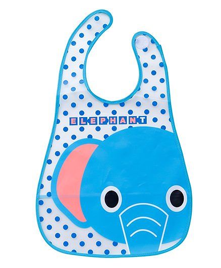 Babyhug Bibs Waterproof Elephant Print - Blue
