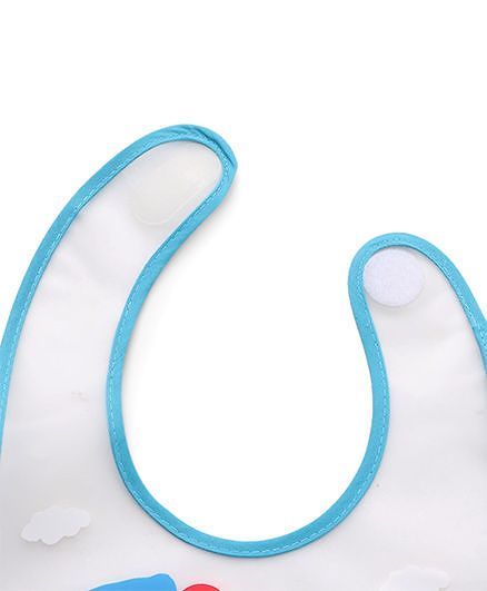 Babyhug Waterproof Plastic Crumb Catcher Bib Elephant Print - Blue