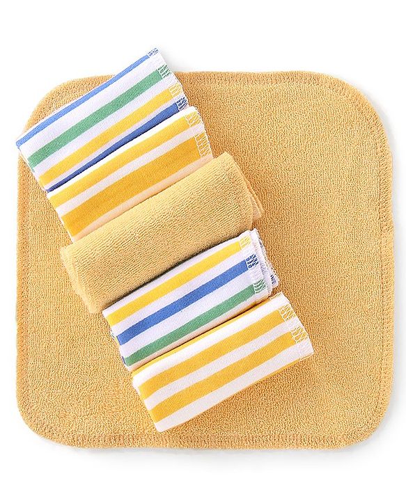 Babyhug Striped Wash Cloths Pack of 6- Multicolor
