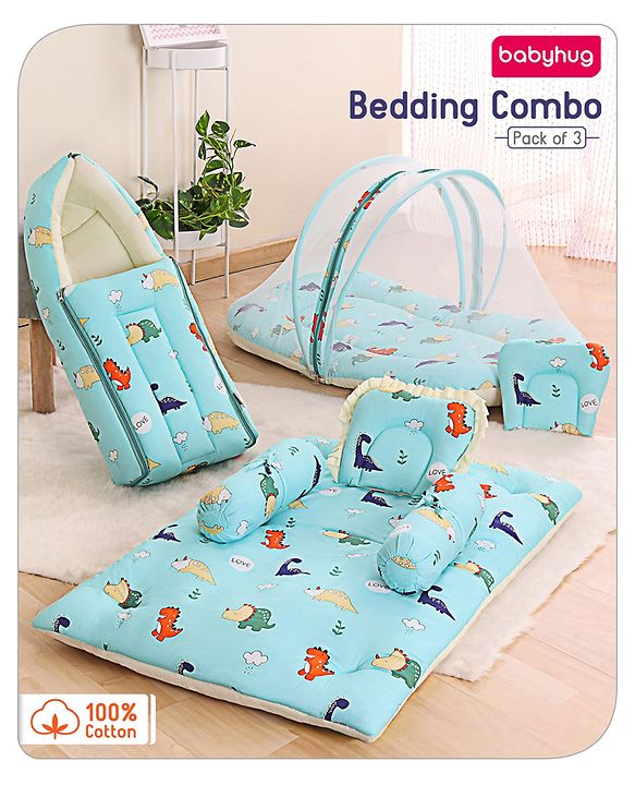 Babyhug Premium Bedding Super Save Combo Set of 3 Duck Print - Blue