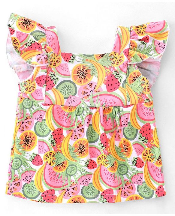 Babyhug 100% Cotton Knit Half Sleeves Top Fruits Print - Multicolor