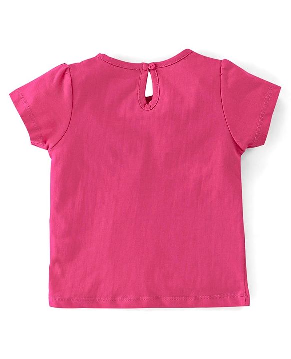 Babyhug 100% Cotton Knit Half Sleeves Tee With Floral & Text Graphics Pack of 5- Pink Grey & Blue