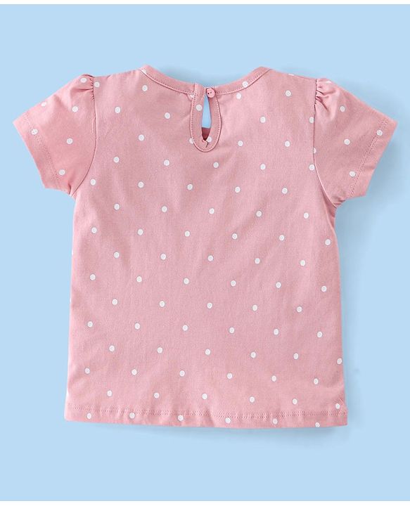Babyhug 100% Cotton Knit Half Sleeves Tee With Floral & Text Graphics Pack of 5- Pink Grey & Blue