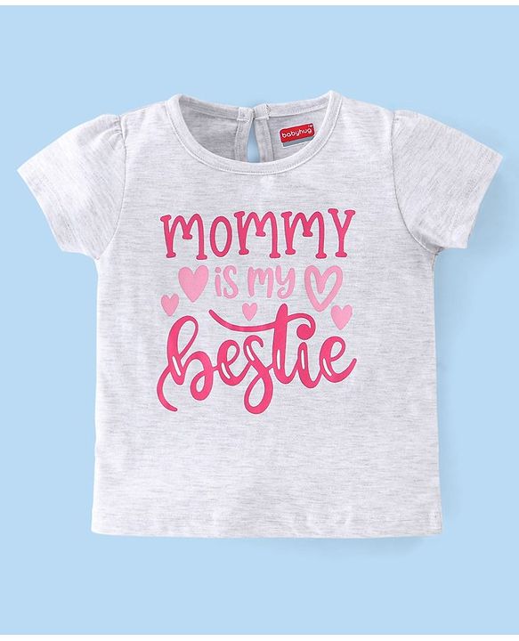 Babyhug 100% Cotton Knit Half Sleeves Tee With Floral & Text Graphics Pack of 5- Pink Grey & Blue