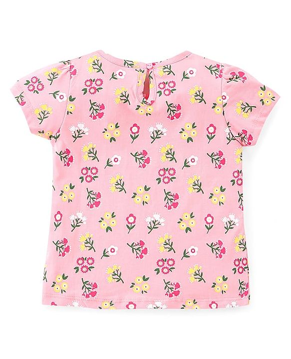 Babyhug 100% Cotton Knit Half Sleeves Top Floral Print Pack Of 2 - Multicolor