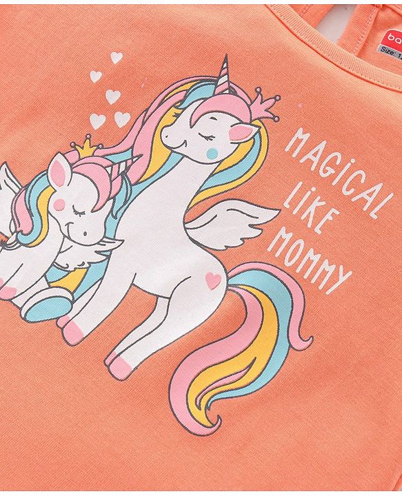 Babyhug 100% Cotton Knit Half Sleeves T-Shirts With Stripe & Unicorn Graphics Design Pack of 3 - Multicolor
