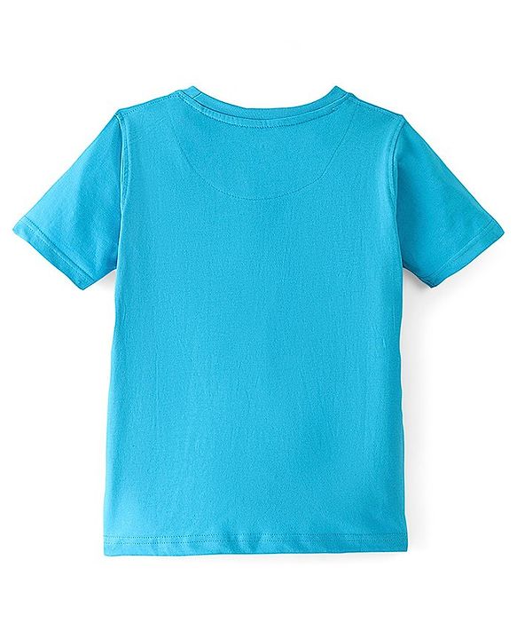 Pine Kids Cotton Knit Half Sleeves T-Shirts Beach Print- Blue