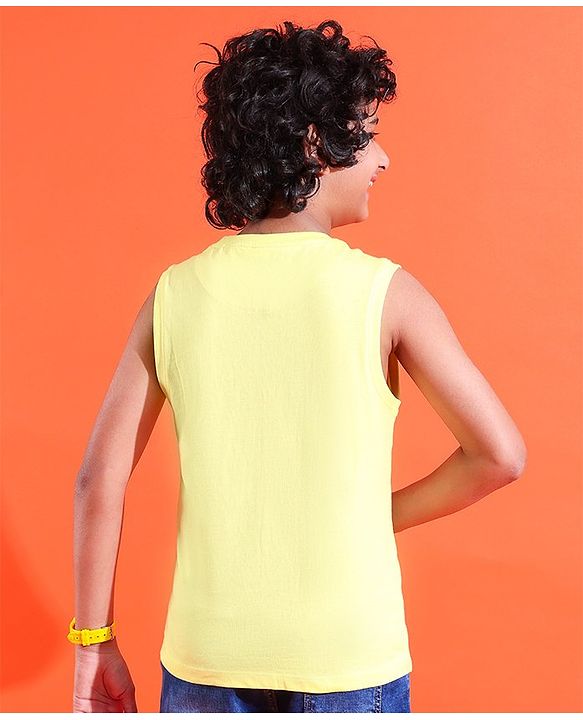 Pine Kids Cotton Sleeveless Hawaii Print T-Shirt - Tender Yellow