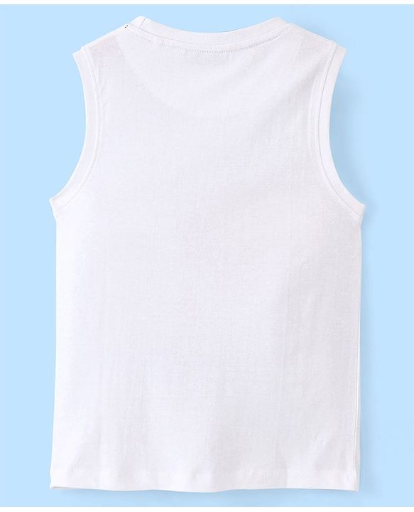 Pine Kids 100% Cotton Knit Sleeveless T-Shirt Beach Theme - Snow White