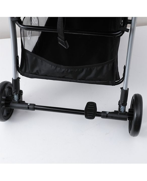 Babyhug Travel Compact Baby Stroller with Reversible Handle Adjustable Backrest & Canopy - Yellow| Concealed Link Brake| Suspension Wheels