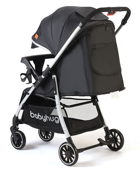 Babyhug Travel Compact Baby Stroller with Reversible Handle Adjustable Backrest & Canopy - Yellow| Concealed Link Brake| Suspension Wheels