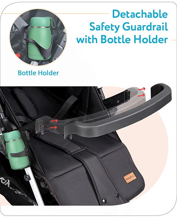 Babyhug Travel Compact Baby Stroller with Reversible Handle Adjustable Backrest & Canopy - Yellow| Concealed Link Brake| Suspension Wheels