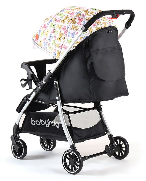 Babyhug Travel Compact Baby Stroller with Reversible Handle Adjustable Backrest & Canopy - Yellow| Concealed Link Brake| Suspension Wheels
