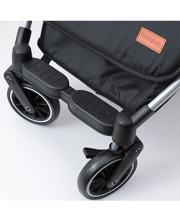 Babyhug Travel Compact Baby Stroller with Reversible Handle Adjustable Backrest & Canopy - Yellow| Concealed Link Brake| Suspension Wheels