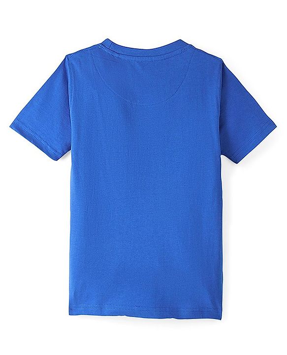 Pine Kids Cotton Knit Half Sleeves T-Shirts Ocean Print- Blue