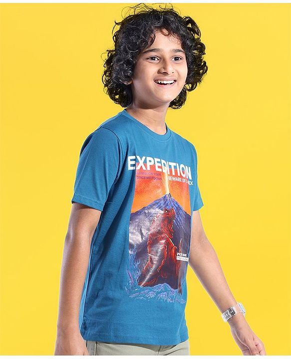 Pine Kids 100% Cotton Knit Half Sleeves T-Shirt Tyrannosaur Printed - Seaport