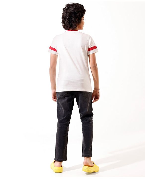 Pine Kids Half Sleeves Championship Printed T-Shirt - Snow White