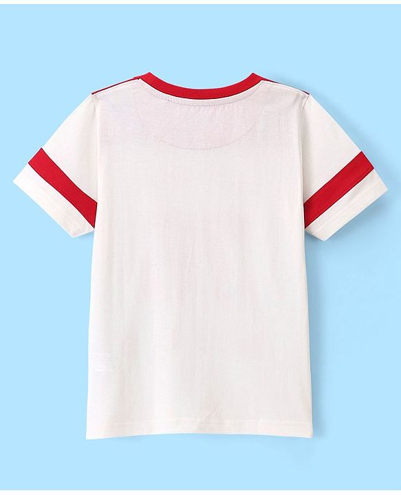 Pine Kids Half Sleeves Championship Printed T-Shirt - Snow White