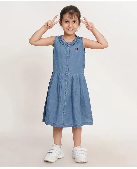 Summer Casual Style Girls Denim Baby Blue Dress Solid Color Kids Clothes  From Cong05, $11.16 | DHgate.Com