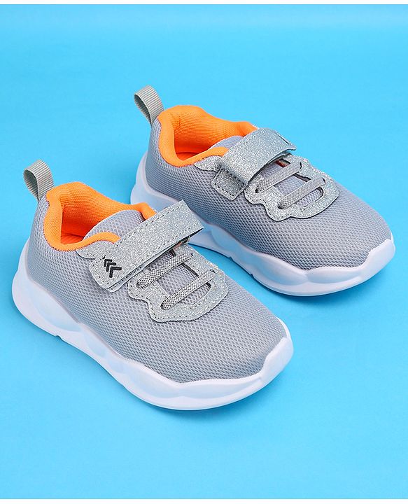 Pine Kids Glittery Detailing Velcro Closure Causal Shoes - Grey