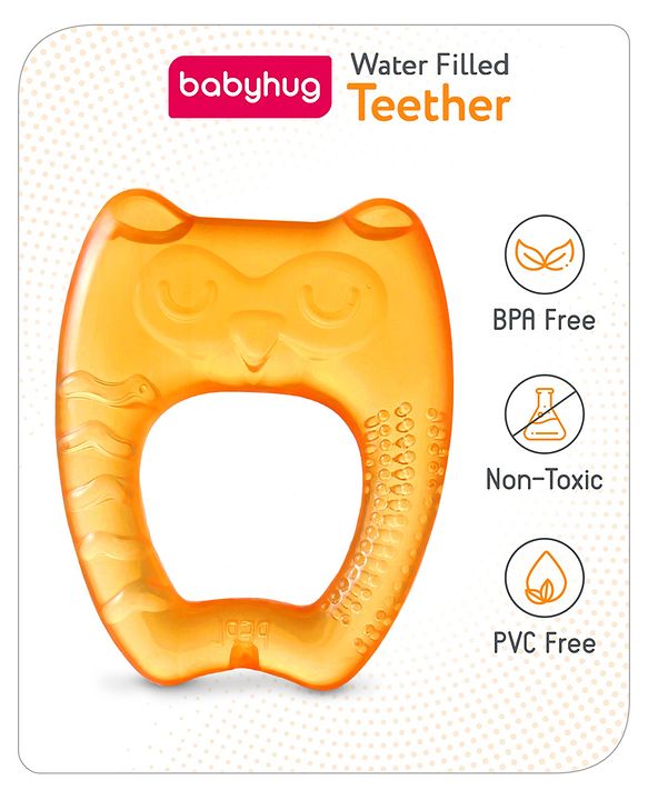 Babyhug Water Filled Owl Shape Teether -Orange