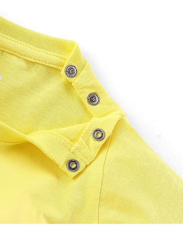 Babyhug Cotton Knit Half Sleeves T-Shirt Panda Print - Yellow