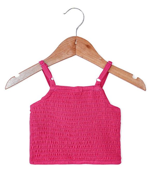 Babyhug Sleeveless Sequinned Top and Pleated Mesh Palazzo - Hot Pink