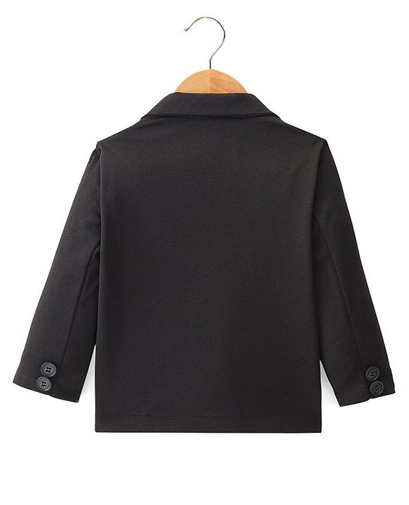 Babyhug Full Sleeves Solid Colour Party Wear Blazer with Graphic Printed T-Shirt - Black