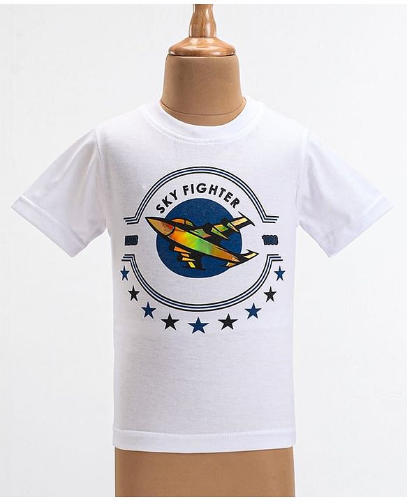 Babyhug Woven Full Sleeves Party Blazer With T-Shirt Aircraft Graphics - Blue & White