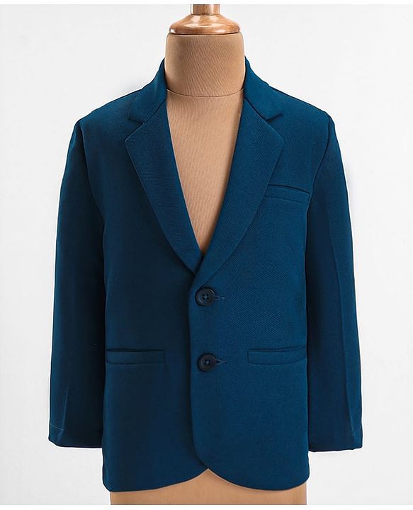 Babyhug Woven Full Sleeves Party Blazer With T-Shirt Aircraft Graphics - Blue & White