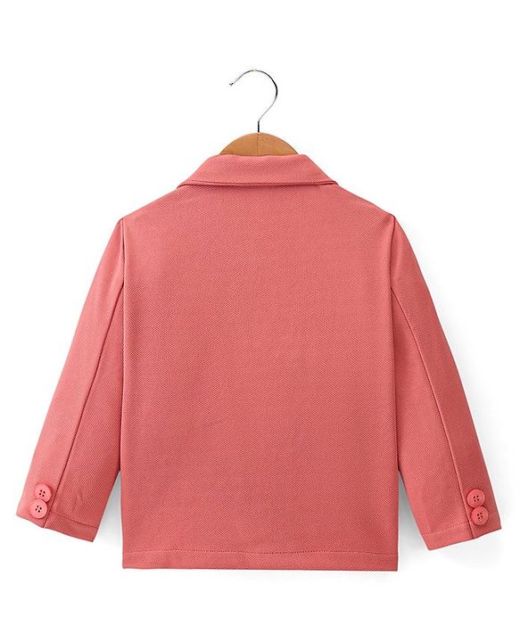 Babyhug Full Sleeves Solid Colour Party Wear Blazer with Graphic Printed T-Shirt - Peach