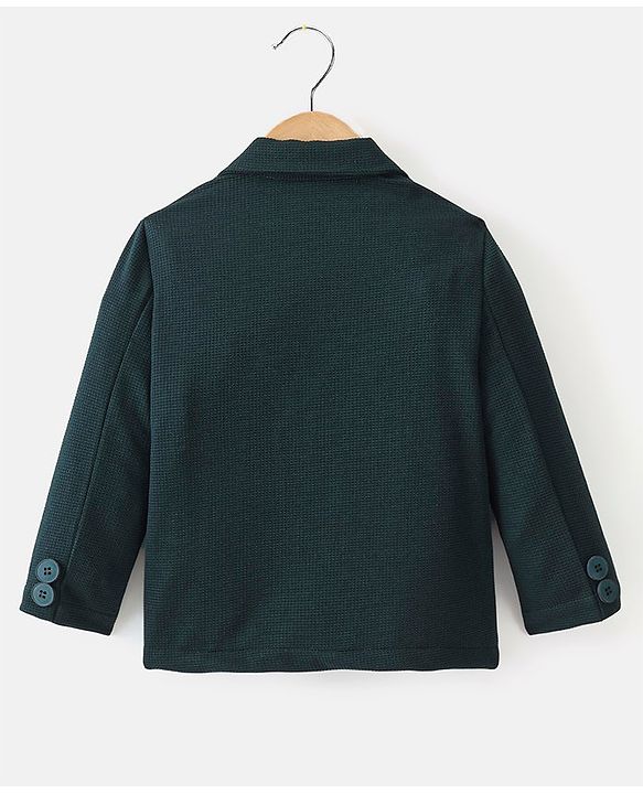 Babyhug Full Sleeves Party Wear Blazer with Graphic Printed T-Shirt - Green
