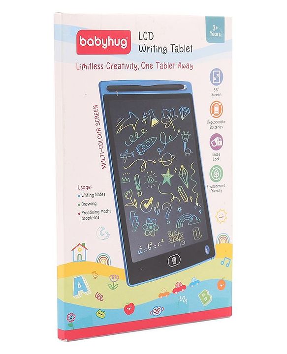 Babyhug LCD Writing Tablet - Black | High-Quality Multicolor LCD Screen | Doodling & Early Learning | Promotes Eye-Hand Coordination, Motor And Emotional Growth | BIS Certified