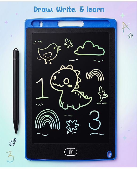 Babyhug LCD Writing Tablet - Black | High-Quality Multicolor LCD Screen | Doodling & Early Learning | Promotes Eye-Hand Coordination, Motor And Emotional Growth | BIS Certified