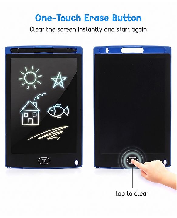 Babyhug LCD Writing Tablet - Black | High-Quality Multicolor LCD Screen | Doodling & Early Learning | Promotes Eye-Hand Coordination, Motor And Emotional Growth | BIS Certified