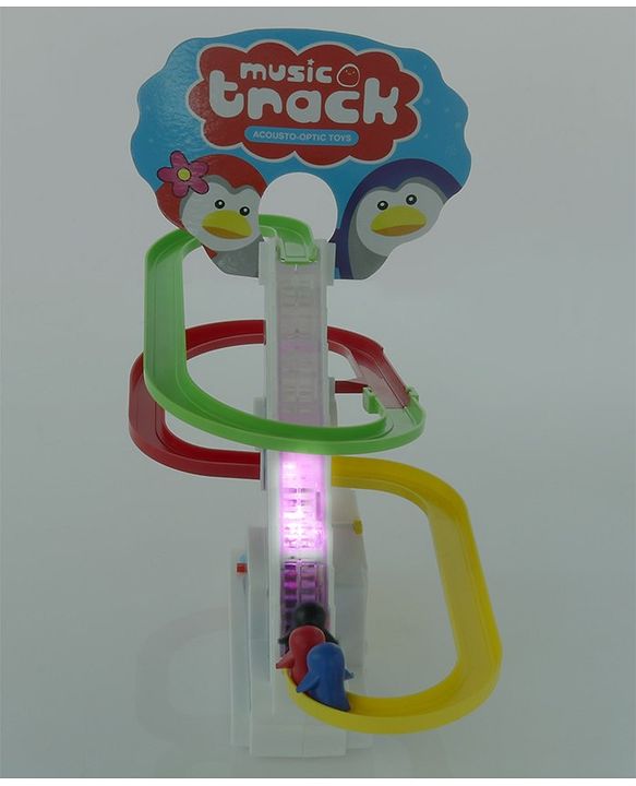 Babyhug Happy Penguin Track Playset with Music & Lights Multicolor |Racing Track With Penguins Climbing & Sliding | Encourage Active Play & Visual Tracking skill Development |Multicolor | BIS Certifed