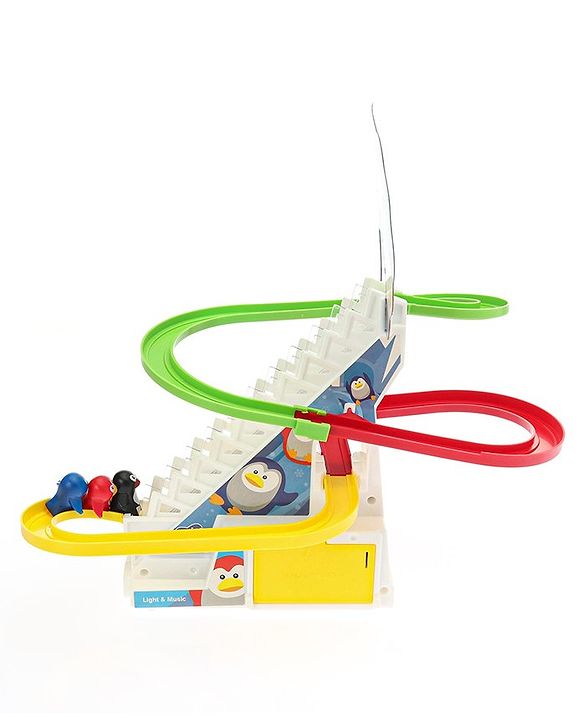 Babyhug Happy Penguin Track Playset with Music & Lights Multicolor |Racing Track With Penguins Climbing & Sliding | Encourage Active Play & Visual Tracking skill Development |Multicolor | BIS Certifed