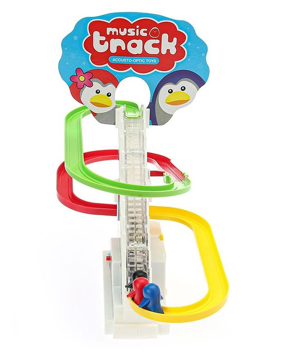 Babyhug Happy Penguin Track Playset with Music & Lights Multicolor |Racing Track With Penguins Climbing & Sliding | Encourage Active Play & Visual Tracking skill Development |Multicolor | BIS Certifed