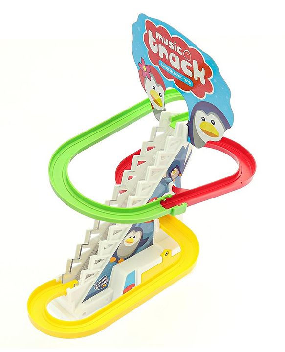Babyhug Happy Penguin Track Playset with Music & Lights Multicolor |Racing Track With Penguins Climbing & Sliding | Encourage Active Play & Visual Tracking skill Development |Multicolor | BIS Certifed