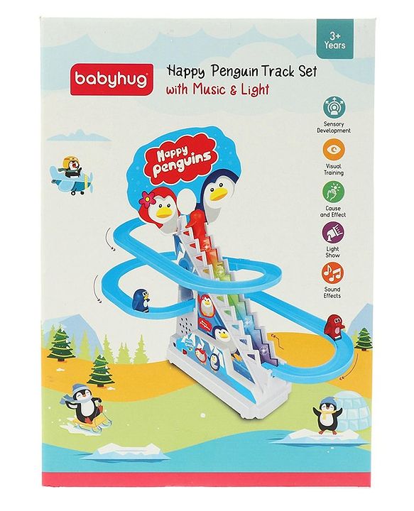 Babyhug Happy Penguin Track Playset with Music & Lights Multicolor |Racing Track With Penguins Climbing & Sliding | Encourage Active Play & Visual Tracking skill Development |Multicolor | BIS Certifed