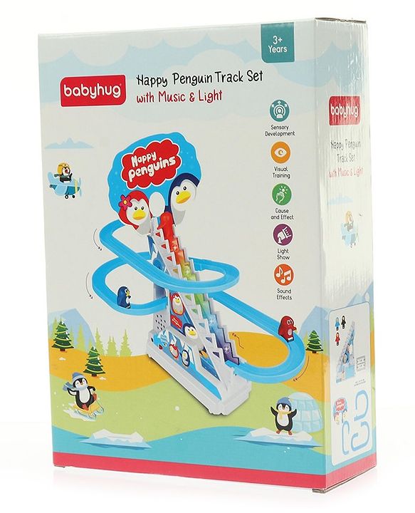 Babyhug Happy Penguin Track Playset with Music & Lights Multicolor |Racing Track With Penguins Climbing & Sliding | Encourage Active Play & Visual Tracking skill Development |Multicolor | BIS Certifed