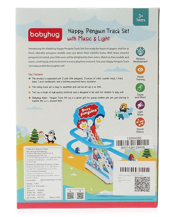 Babyhug Happy Penguin Track Playset with Music & Lights Multicolor |Racing Track With Penguins Climbing & Sliding | Encourage Active Play & Visual Tracking skill Development |Multicolor | BIS Certifed